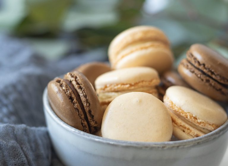 brown cookies in white ceramic bowl