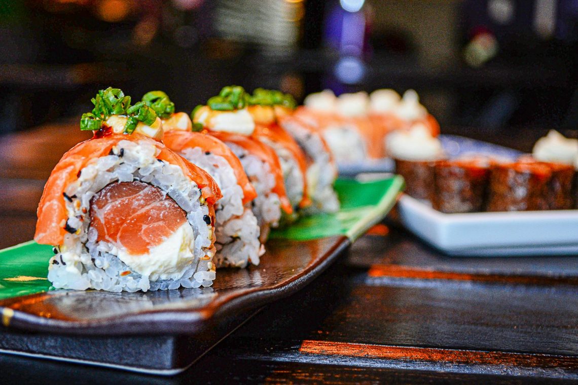 sushi on ceramic plate